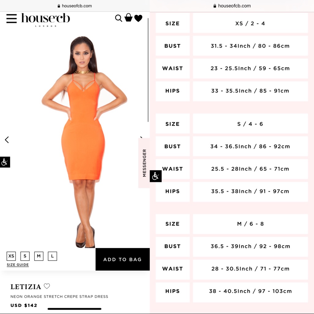 Orange Bodycon House Of Cb “Letizia” Size S/ 4-6